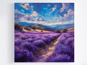 Vászonkép Canvas Tájkép Hegyek Mező Levendula Virágok 40x40