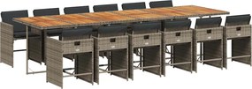 vidaXL 13 részes szürke polyrattan kerti ülőgarnitúra párnákkal