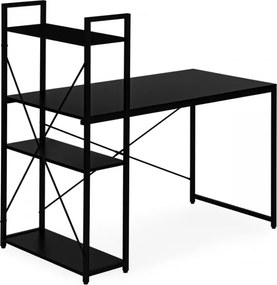 Íróasztal polccal LOFTY 120x60 cm, fekete