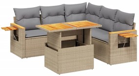 6 részes bézs polyrattan kerti ülőgarnitúra párnával