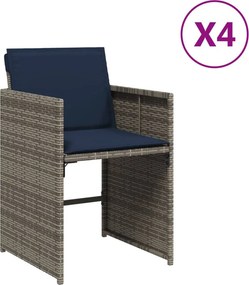 vidaXL 4 db szürke polyrattan kerti szék párnával