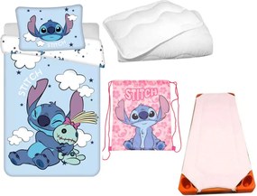 Disney Lilo és Stitch, A csillagkutya Clouds Paradise gyerek, ovis ágyneműhuzat, derékalj, tornazsák és paplan/párna szett 100x135 cm 40x60 cm