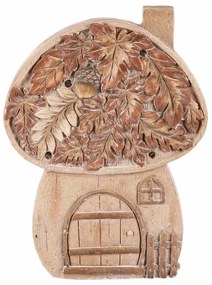 Őszi dekoráció Gomba házikó világítással, 24 x 10x 32 cm, magnézium, fa utánzat