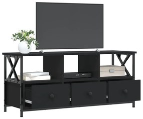 fekete szerelt fa és vas TV-szekrény 102 x 33 x 45 cm