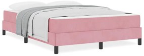 Boxspring ágy matraccal Rózsaszín 140 x 190 cm Bársony
