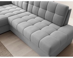 Szürke bársony kinyitható sarokkanapé (bal oldali-heverő résszel) Blezalt – ELTAP