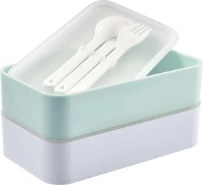 SNACK PACK uzsonnás doboz, világoskék-fehér