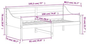 kanapéágy ágy matrac viaszbarna 75x190 cm tömör fa fenyőfa