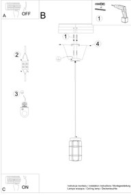 Sollux SL.1263 - Csillár zsinóron GOTTO 1xE27/15W/230V fekete