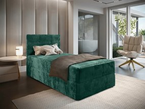 Kárpitozott boxspring ágy GLORIEN VELVET 80x200 cm sötétzöld Matrac: Bonell rugós matrac