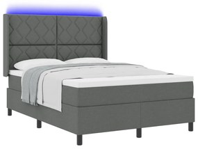 Boxspring Ágy Matraccal és LED világítással Sötétszürke 160x200 cm Szövet