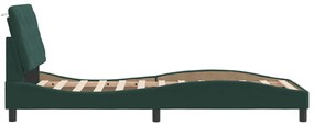 sötétzöld bársony ágykeret LED-világítással 90 x 190 cm