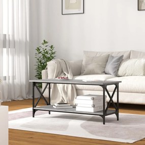 Szürke sonoma szerelt fa és vas dohányzóasztal 100 x 45 x 45 cm
