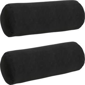 vidaXL Hengerpárnák 2 pcs Fekete Ø 25 x 70 cm Bársonyos szövet