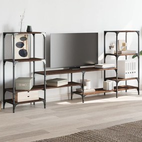 barna tölgy színű szerelt fa TV-szekrény 206,5x28,5x95 cm