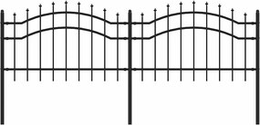 vidaXL fekete porszórt acél kerti kerítés lándzsás tetejű 240 x 75 cm