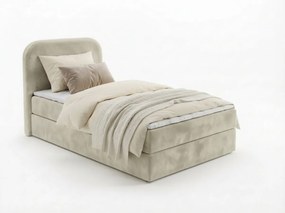 Kárpitozott boxspring ágy FORENA 90x200 cm krém színben Matrac: Bonell rugós matrac