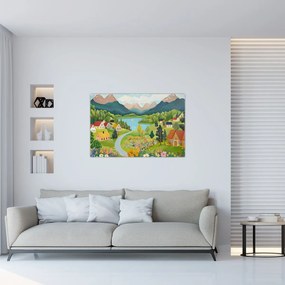Kép - Falu a hegyekben (90x60 cm)
