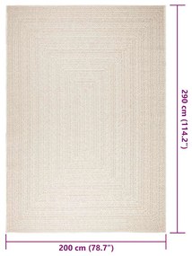 ZIZUR krém juta hatású beltéri és kültéri szőnyeg 200x290 cm