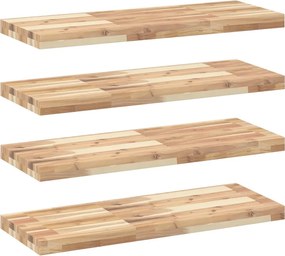 vidaXL 4 db kezeletlen tömör akácfa függőpolc 80 x 30 x 4 cm