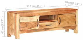 tömör akácfa TV-szekrény 116 x 30 x 40 cm