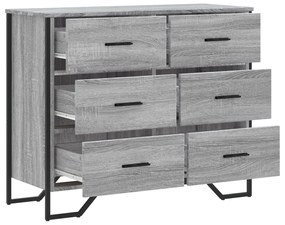 szürke sonoma színű szerelt fa komód 91 x 35,5 x 74,5 cm