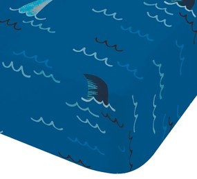 Kék gumis egyszemélyes gyerek lepedő 90x190 cm Jawsome Shark – Catherine Lansfield