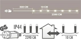 Világító lánc 240 LED kültéri/beltéri 23,9 m, fehér