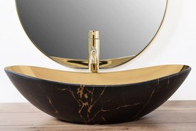 Pultos mosdó Rea Royal in Gold marble black mat
