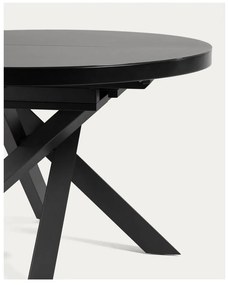 Fekete kerek bővíthető étkezőasztal üveg asztallappal ø 160 cm Vashti – Kave Home