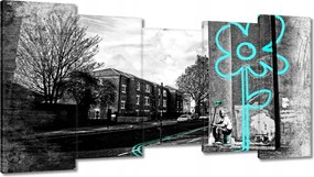 Vászonkép 150x80 Banksy Türkiz virág