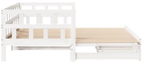 fehér kihúzható heverő fiókokkal matrac nélkül 90 x 200 cm