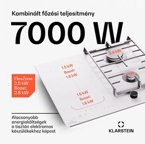 Klarstein MultiChef 4, indukciós és gáz tűzhely, 4 főzőzóna, 2 gázégő, 2 indukciós főzőlap, FlexZone