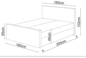 Franciaágy  Boxspring 200 cm Milagros 4 (sötétbarna) (matraccal és tárolóhellyel). 1047274