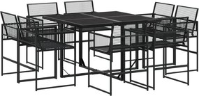 vidaXL 9 részes fekete polyrattan kerti étkezőgarnitúra