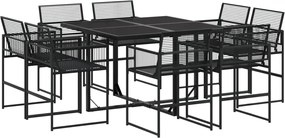 vidaXL 9 részes fekete polyrattan kerti étkezőgarnitúra