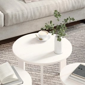 Dohányzóasztal 3 pcs Fehér 47.5 x 47.5 x 27 cm Tömör fenyőfa