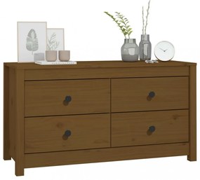 mézbarna tömör fenyőfa kisszekrény 100x40x54 cm