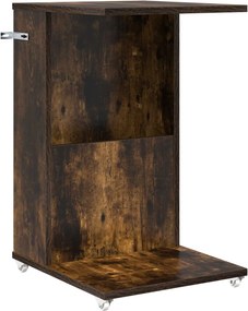 vidaXL Oldal asztal kerékkel Füstölt tölgy 40 x 35 x 60 cm Faanyag