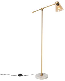 Art Deco állólámpa bronz márvány és borostyánüveggel - Nina