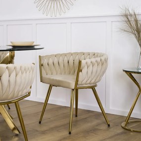 Elegáns Étkezőastzal Üveg/Aranya. SALLO 110 cm