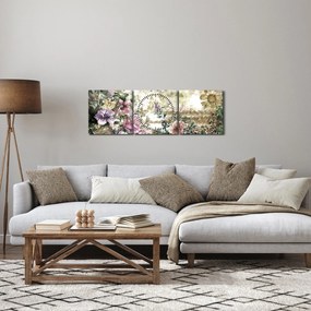 Kép - Design virágok (órával) (90x30 cm)