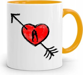 Sárga Bögre Lányoknak Pár Szívecskés Nyomtatott Fényképpel