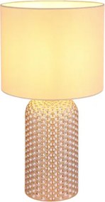 Globo 21735CH Asztali lámpa, üveg pezsgő színű, textil pezsgő színű, kábel PVC fehér, billenőkapcsoló a kábelen, ø: 265mm, M: 500mm, kábel hossza 1300mm, 1x E27 60W 230V izzó nélkül