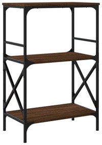 3 szintes barna tölgy szerelt fa könyvespolc 56 x 35 x 90,5 cm