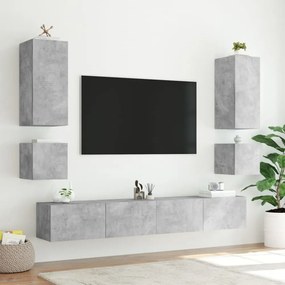 betonszürke falra szerelhető TV-szekrény LED-del 40,5x35x40 cm