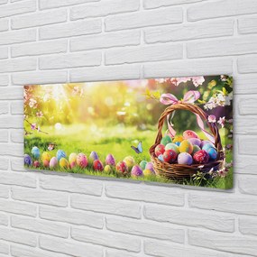 Canvas képek Kosár tojás virág rét 120x60 cm