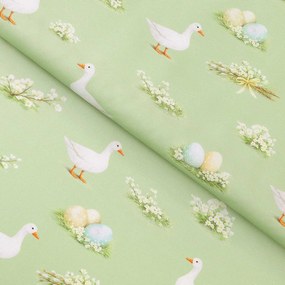 Goldea húsvéti teflon szövet terítőknek - libák és húsvéti tojások 160 cm