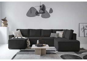 Antracitszürke kordbársony kinyitható sarokkanapé (jobb oldali-U alakú) Brave Dave – Miuform