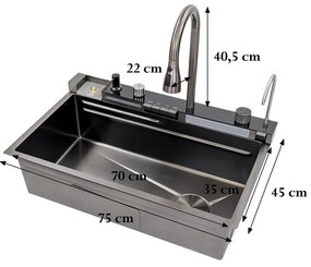 Catania multifunkciós rozsdamentes mosogató digitális csapteleppel